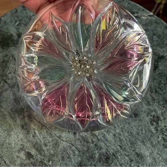 Savoir Vivre Japan Poinsettia Christmas Glass Candy Trinket Holiday Spirit Dish - Picture 3 of 3